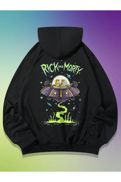 Framgan Unisex Y2k Erkek/Kadın Rick Morty Baskılı Kapüşonlu Pamuklu Sweatshir...