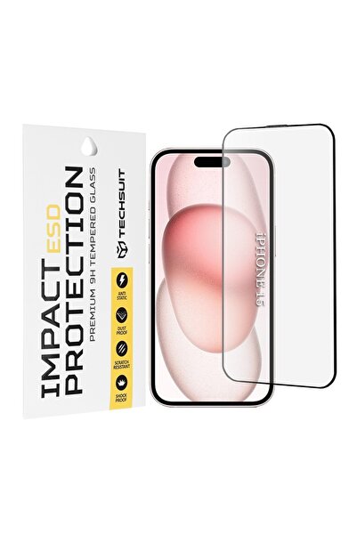 Techsuit Protector de ecran pentru iPhone 15 / iPhone 16 - Sticlă ESD - Negru