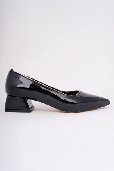 VİP SMR MODA Babet Women's Daily Comfortable Pointed Toe Gold Leather Detailed 3 cm Heels