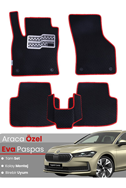 stiloto مجموعة كاملة من سجادة EVA المتوافقة مع Skoda Super B (2024-2025) - مخ...