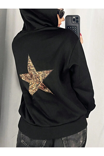 Framgan Унисекс Y2K мъжка/дамска памучна суитшърт с качулка и принт на леопар...