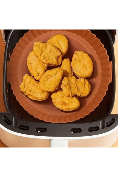 ForWhat 20cm Black Round Silicone Washable Oven Airfryer Baking Mat for Office Home Office Kitchen