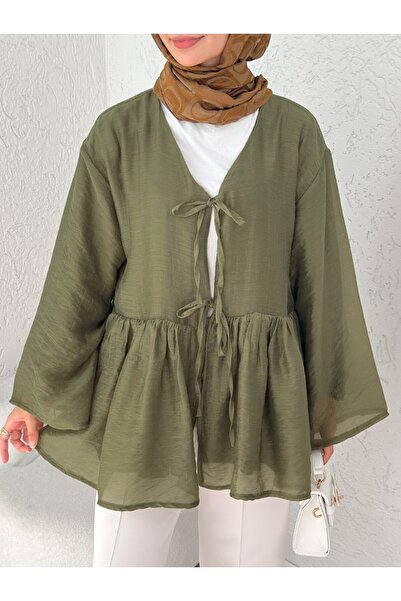 Modamorfo Double Tie Lined Modal Kimono -Khaki