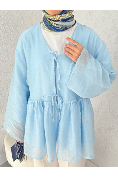 Modamorfo Double Tie Lined Modal Kimono - Baby Blue