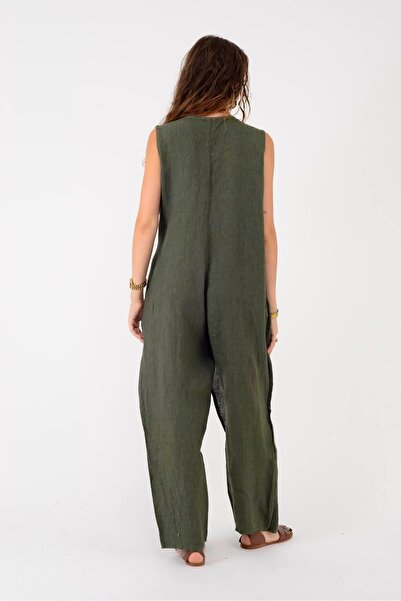 ZTO Women's Special Design Flooded Linen Jumpsuit