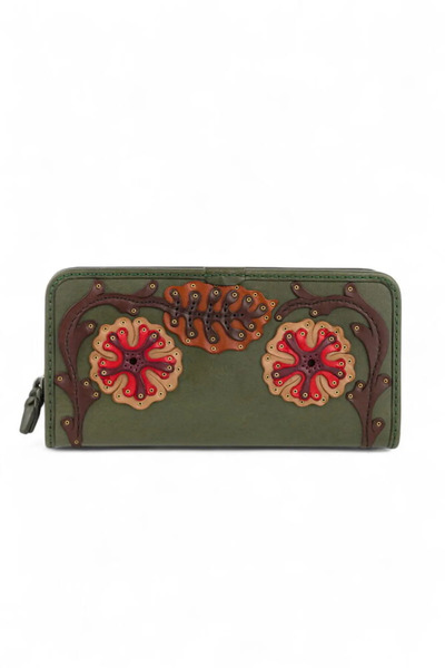 GÖN 100% LEATHER HANDMADE WOMEN'S WALLET WITH HORIZONTAL PHONE COMPARTMENT ZIPPER AND FENCE FAPER (LIVA)