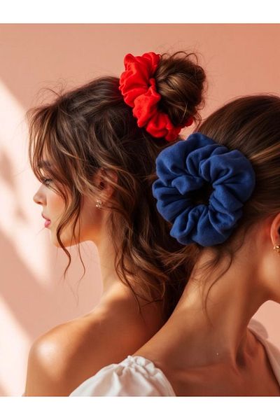 JACA XXL Scrunchie Design Fabric Buckle Set (2 Pieces)