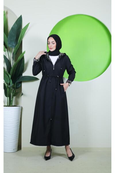 Vibeys Collection İçi Leopar Desenli Ve Kendinden Astarlı Tam Boy Kadın Trençkot