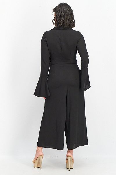 Asos Design Women Textured Long Sleeve Jumpsuit, Black