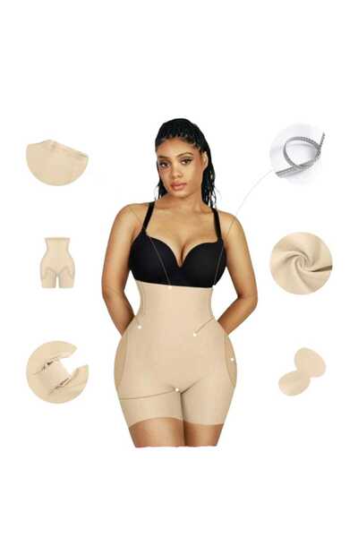 Fstyle Seamless corset with side sponge pads for slimming and buttock enlargement, shorts with pads and tummy tightening