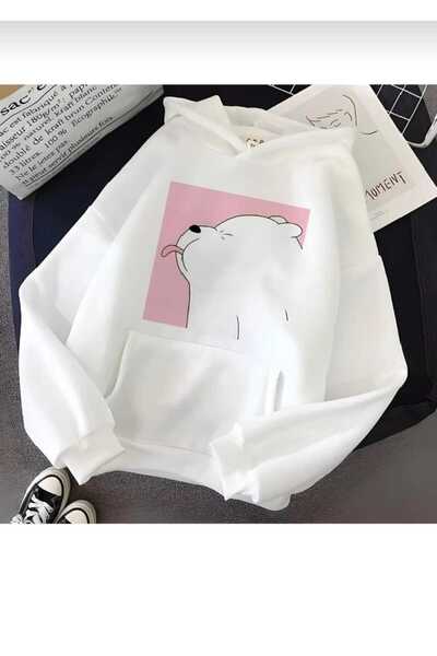 Framgan Y2k Trend Γυναικείο Λευκό με κουκούλα με τύπωμα Φούτερ με τσέπες καγκ...