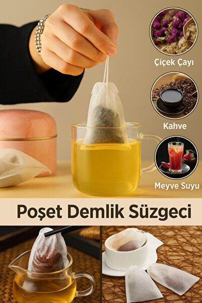 Genel Markalar Tek Kullanımlık Çay ve Kahve Demlik Poşeti, 100 Adet Pratik Ça...
