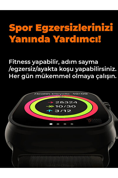 Bestech Watch 8 Ultra Arama Özellikli Tüm Telefonlarla Uyumlu Akıllı Saat Türkçe Menü