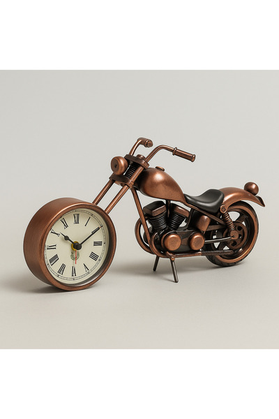Mersi SHOP Metal Saatli Dekoratif Bakır Motor – 20 cm El Yapımı Chopper Motos...