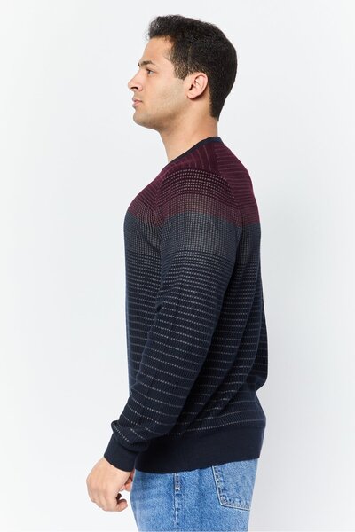 Perry Ellis Men Crew Neck Yarn Dye Long Sleeves Sweater, Multicolor