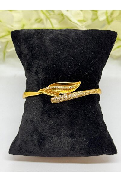 Constanza Exclusive 22 Ayar Altın Kaplama Özel Tasarım Yaprak Motifli Kelepçe...