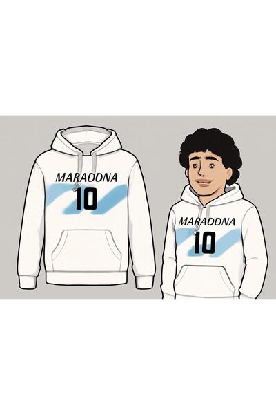 CLASSY.MODA Maradona Number 10 Hooded Unisex Sweatshirt Hoodie – Argentina Football Legend Design
