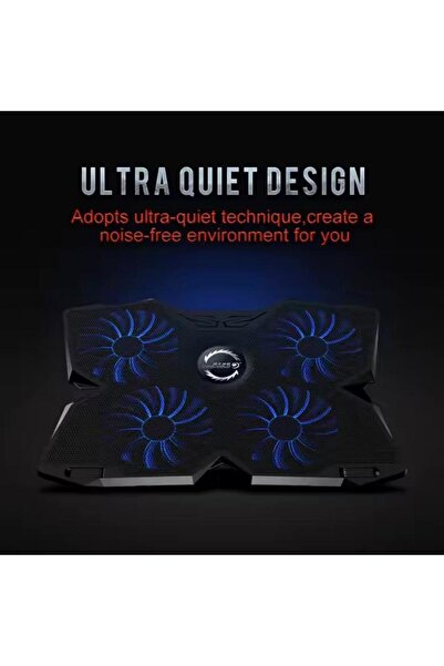 Generic قاعدة تبريد كمبيوتر محمول مقاس 17 بوصة مزودة بمروحة تبريد للكمبيوتر المحمول = قاعدة تبريد باللونين الأسود والأزرق