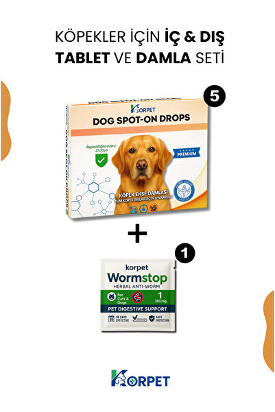 KorPet Köpekler için İç Dış Tablet Damla Bakım 2'si bir arada anti parazit bi...