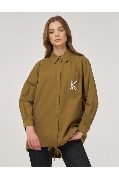Kayra Embroidered Cotton Tunic Dark Olive