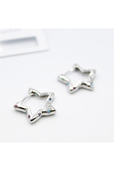 SepetBudur Stone Star Earrings - Silver