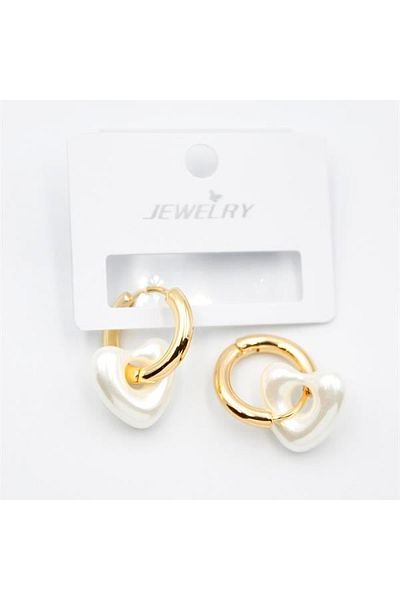 SepetBudur Pearl Heart Earrings - Gold
