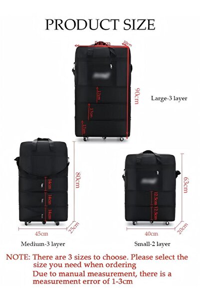 Generic Expandable Foldable Duffel Bag Suitcase Rolling Travel Luggage Bag Lightweight Suitcase 80cm