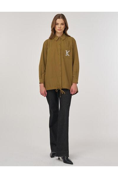Kayra Embroidered Cotton Tunic Dark Olive