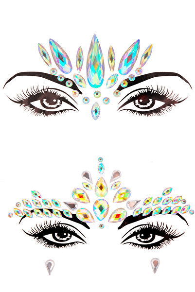 Generic ملصق وشم مؤقت على شكل دموع قزحية للوجه، قطعتان