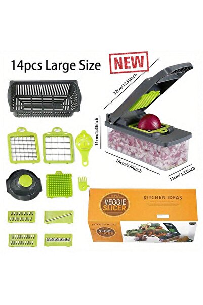 choice2 مجموعة من 14 قطعة، مجموعة من 14 قطعة/16 قطعة، قطاعة خضراوات، قطاعة فو...