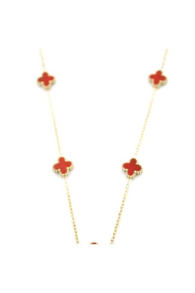 SepetBudur Vc Clover Necklace - Claret Red