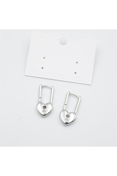 SepetBudur Heart Lock Earrings - Silver
