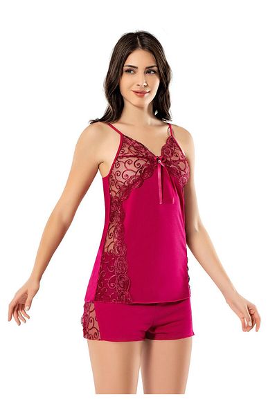 Bonnie Clyde Women's Thin Thread Strap Shorts Nightdress Set Cherry - Light Red - Bcp1.Kogtay63Q40-Vis