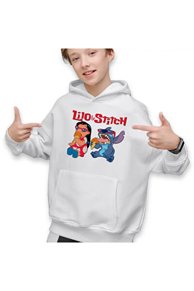 OEM Παιδικό Φούτερ με Κουκούλα Lilo Stitch Cool Vibes για Αγόρια