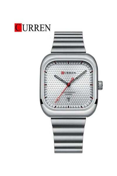 Curren 8460 Men’s Fashion Watch, Stainless Steel Rectangle Shape Dial with Ca...