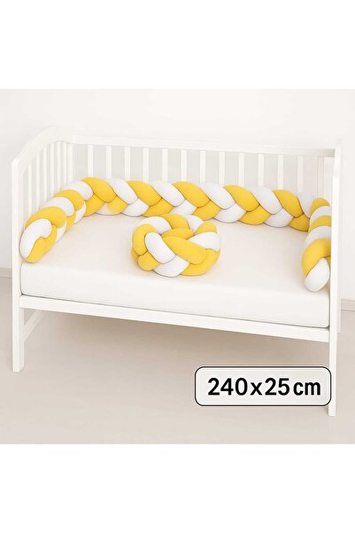 JULYA KİDS Örgü Korumalık 240 *25 Cm 3'lü Örgü Beşik Koruyucu Sarı