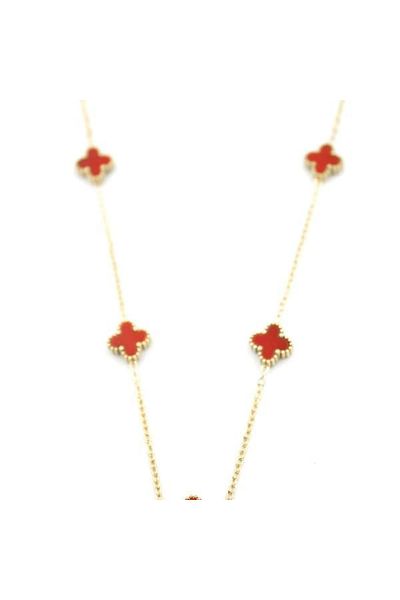 SepetBudur Vc Clover Necklace - Claret Red