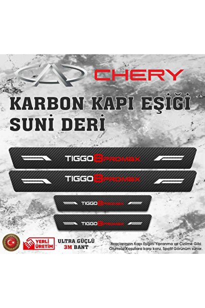 ototime Yeni Model Chery Tiggo 8 Pro Logolu Karbon Kapı Eşiği Koruyucu Suni D...