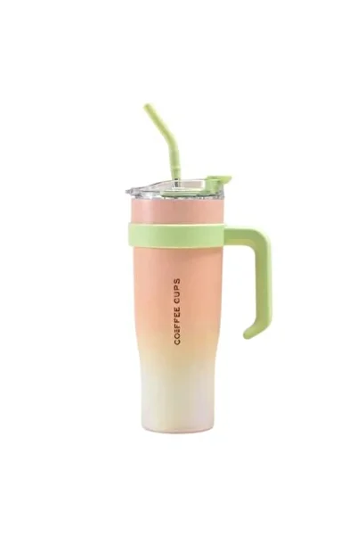 Mixbo Thermos for Adults with Handle and Straw, Stainless Steel, Pink, 1.2L