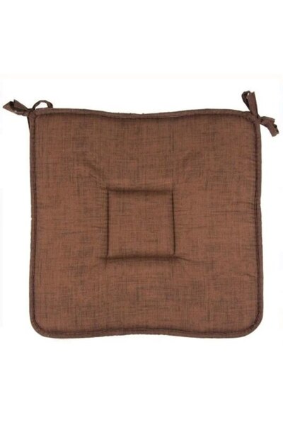 OEM Brown Seat Cushion with Tie System, Cotton+Polyester, 39x39 cm