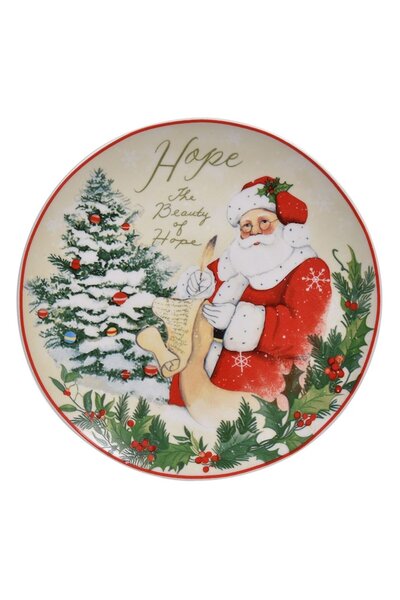 OEM Set 4 porcelain plates, Christmas print, Multicolor, Xmas, 18 cm