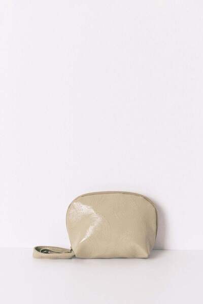 Women'secret Small khaki vanity case leather toiletry bag