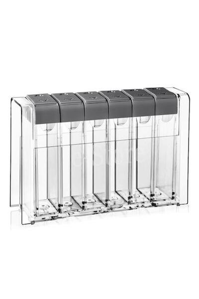 e-store Set 6 recipiente condimente, cu 2 orificii, transparent, 17x5x12cm