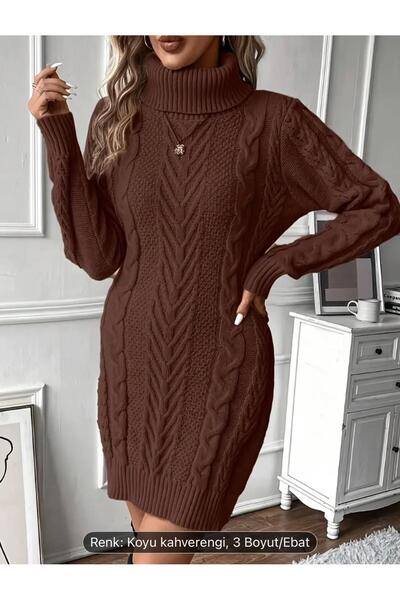 NZL TEKSTİL Dgn's Throat Hair Knitted Women's Knitwear Dress