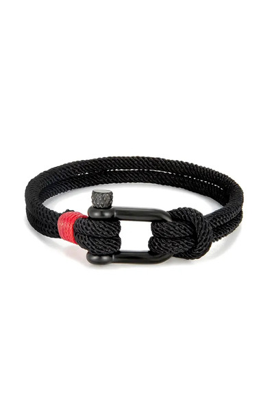 Choice black 1pc Men's Black Titanium Steel U Shape Survival Bracelet 21cm Outdoor Camping Rescue Emergency