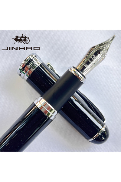 Choice Fluorescent black 1 PCS Jinhao X750 Fountain Pen Set Medium Nib With Ink Converter Silver Trim Fancy