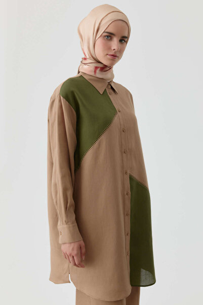 Tuğba Kombinli Punto Nakışlı Tunik - Vizon