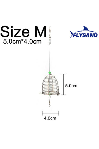 Choice قفص صيد FLYSAND مقاس M مصنوع من الفولاذ المقاوم للصدأ مع سلة تغذية وحا...