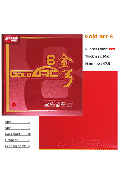 Choice4 ورق تنس طاولة أحمر H47.5 متوسط ​​DHS Gold Arc 8 غير لاصق، صنع في ألمانيا