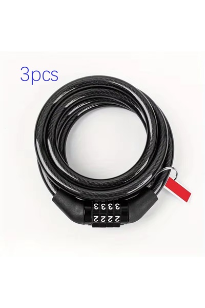 Choice 3pcs a pack Anti-Theft Bicycle Combination Lock - Strong Steel Cable, Drill-Resistant, Scratch-Proof